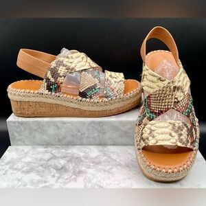 COLE HAAN CloudFeel Vero Espadrille Sandals SnakePrint Embossed Leather.Size 6 B